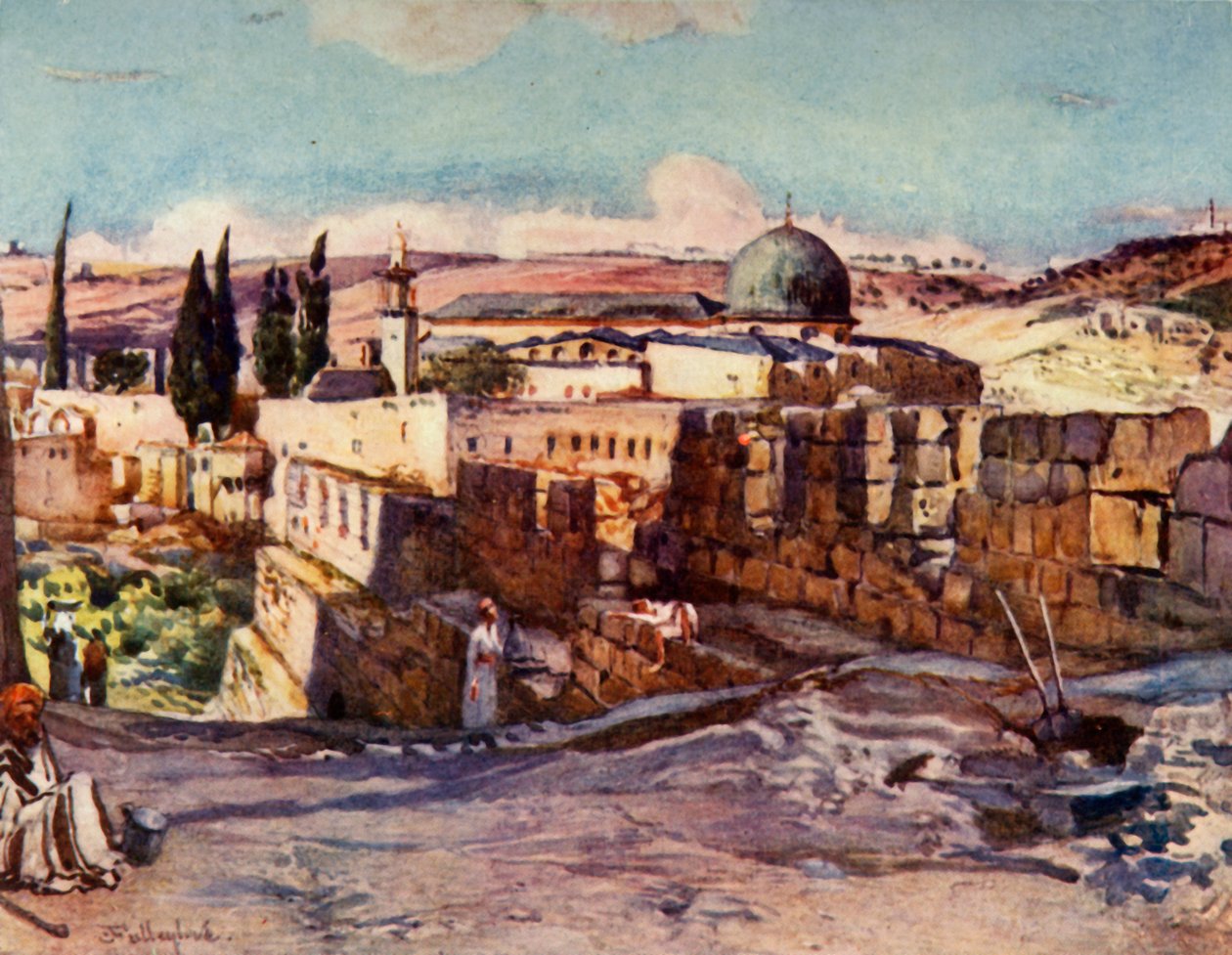 A mesquita de El Aksa de dentro do muro sul de Jerusalém, 1902. de John Fulleylove