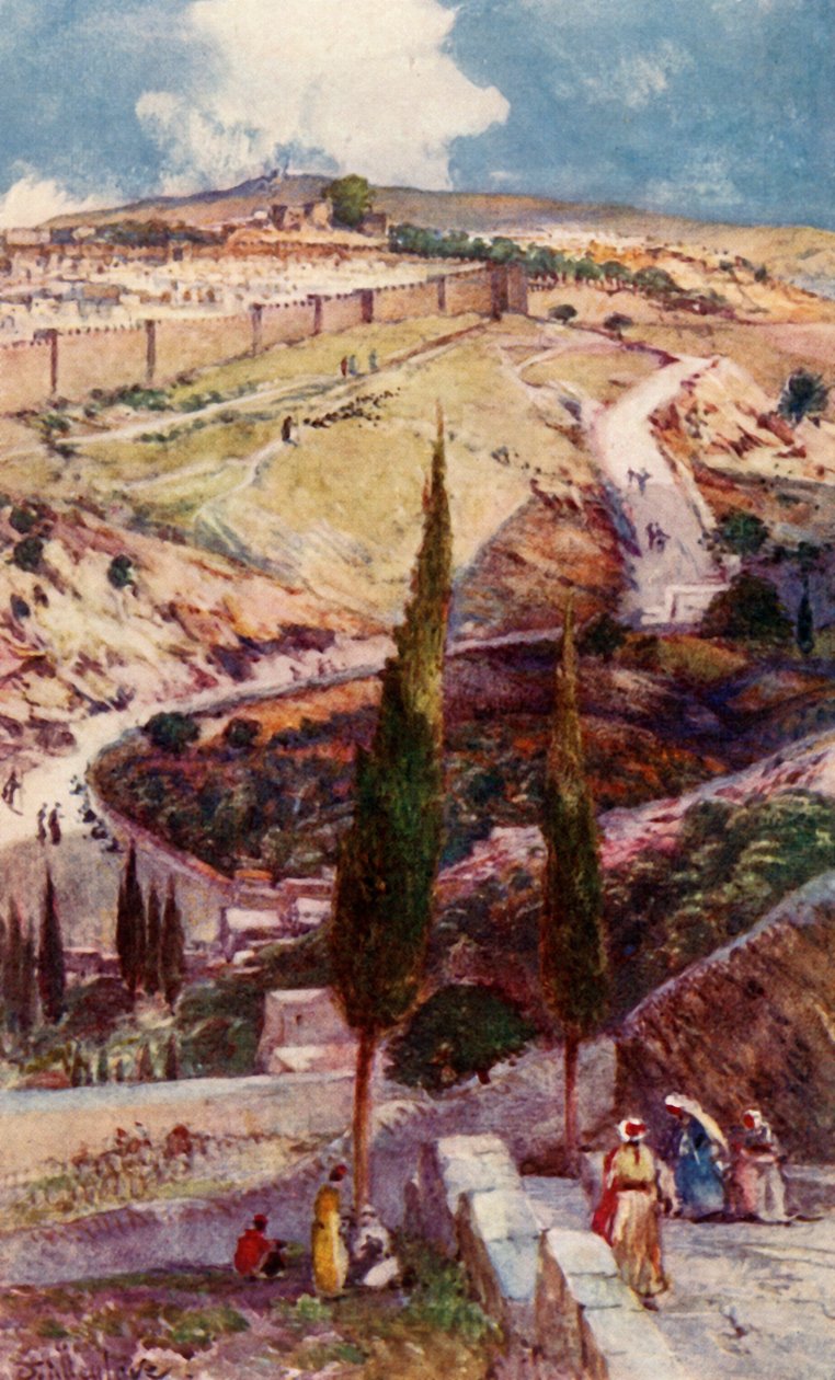 O extremo nordeste de Jerusalém e Mizpá do Monte das Oliveiras, 1902. de John Fulleylove