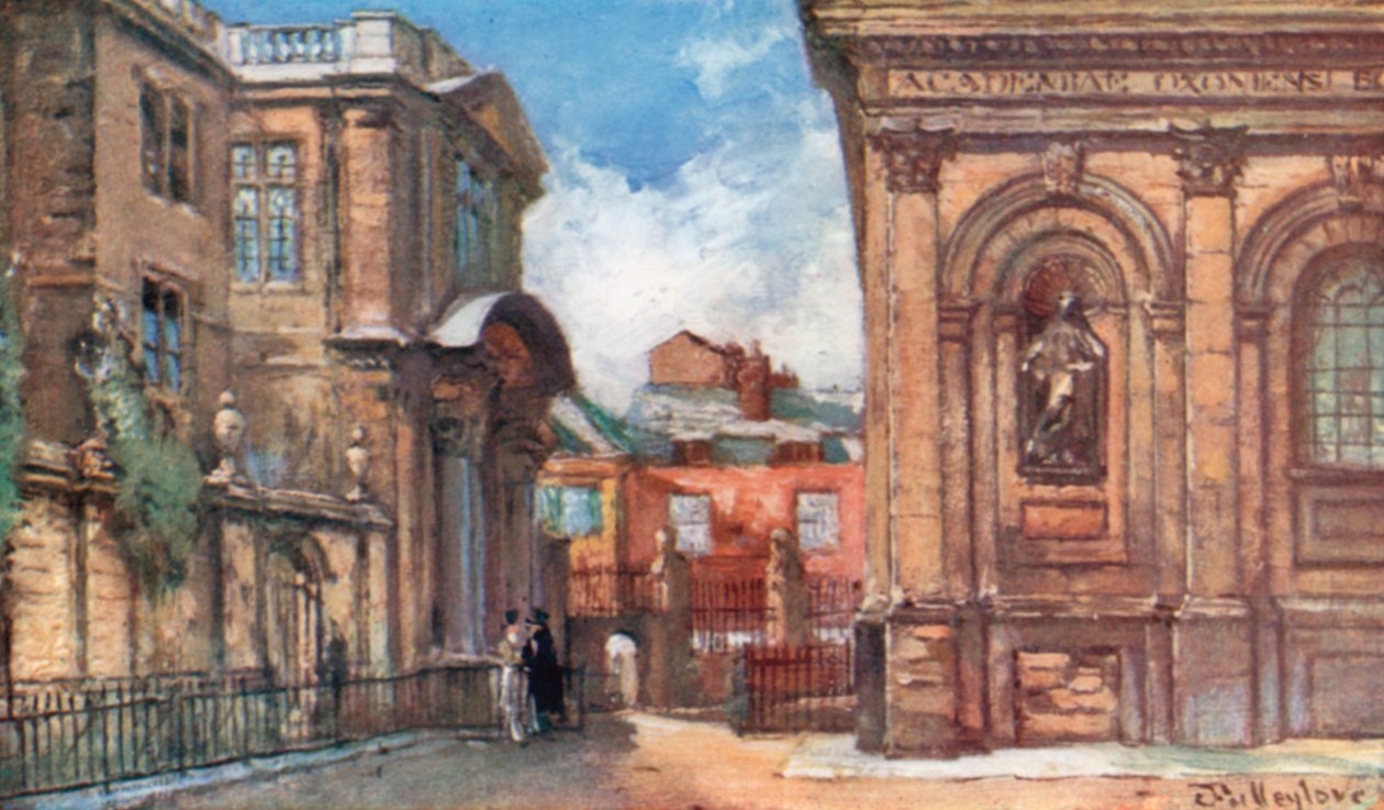O antigo Museu Ashmolean e o Teatro Sheldonian (litografia a cores) de John Fulleylove