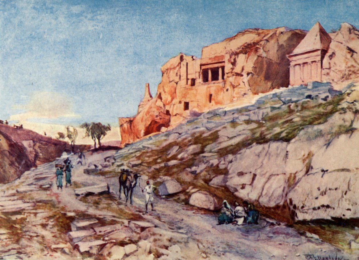 Os túmulos cortados na rocha do vale de Jeosafá, 1902. de John Fulleylove