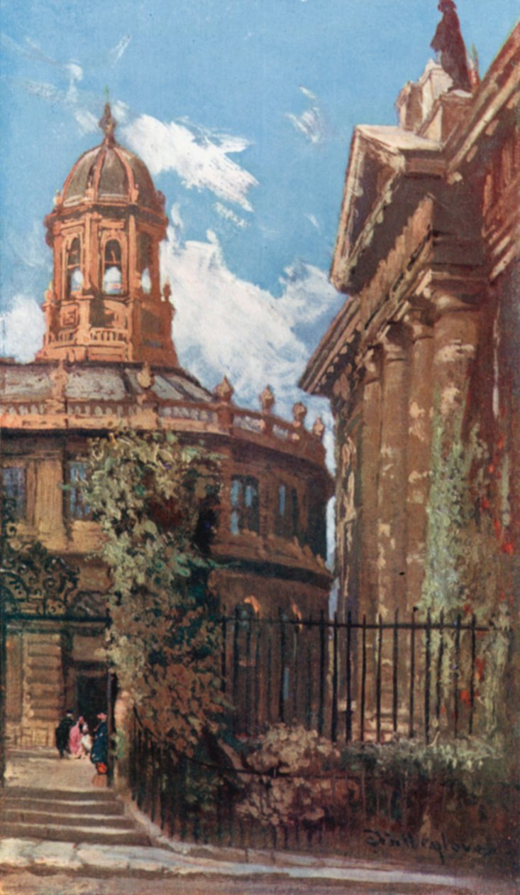 O teatro Sheldonian e os edifícios Old Clarendon (litografia a cores) de John Fulleylove