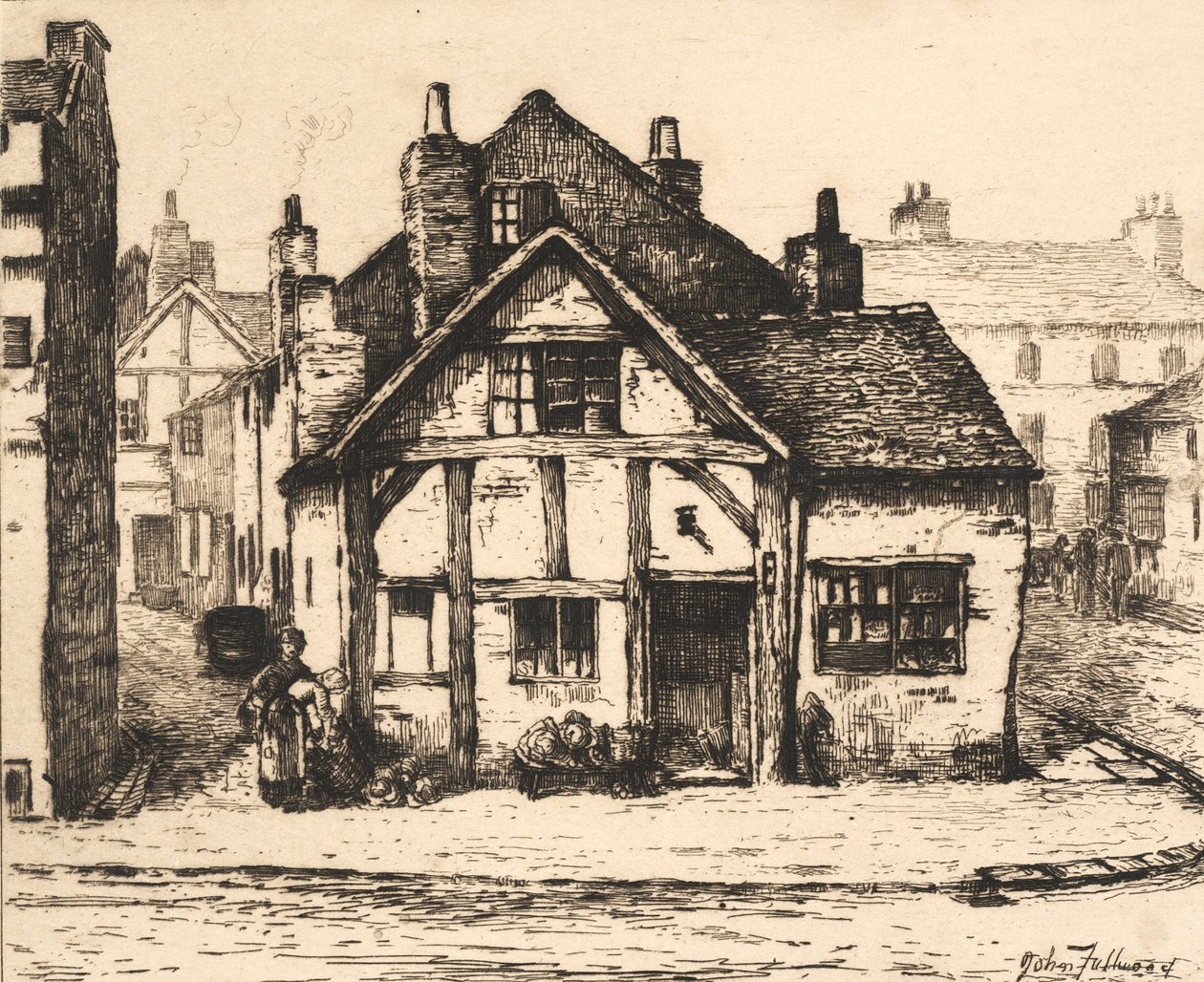 Casa Velha, Rua Salop, Wolverhampton, de &39;Remnants of Old Wolverhampton, vol. 1 &39;, publicado em 1880 de John Fullwood