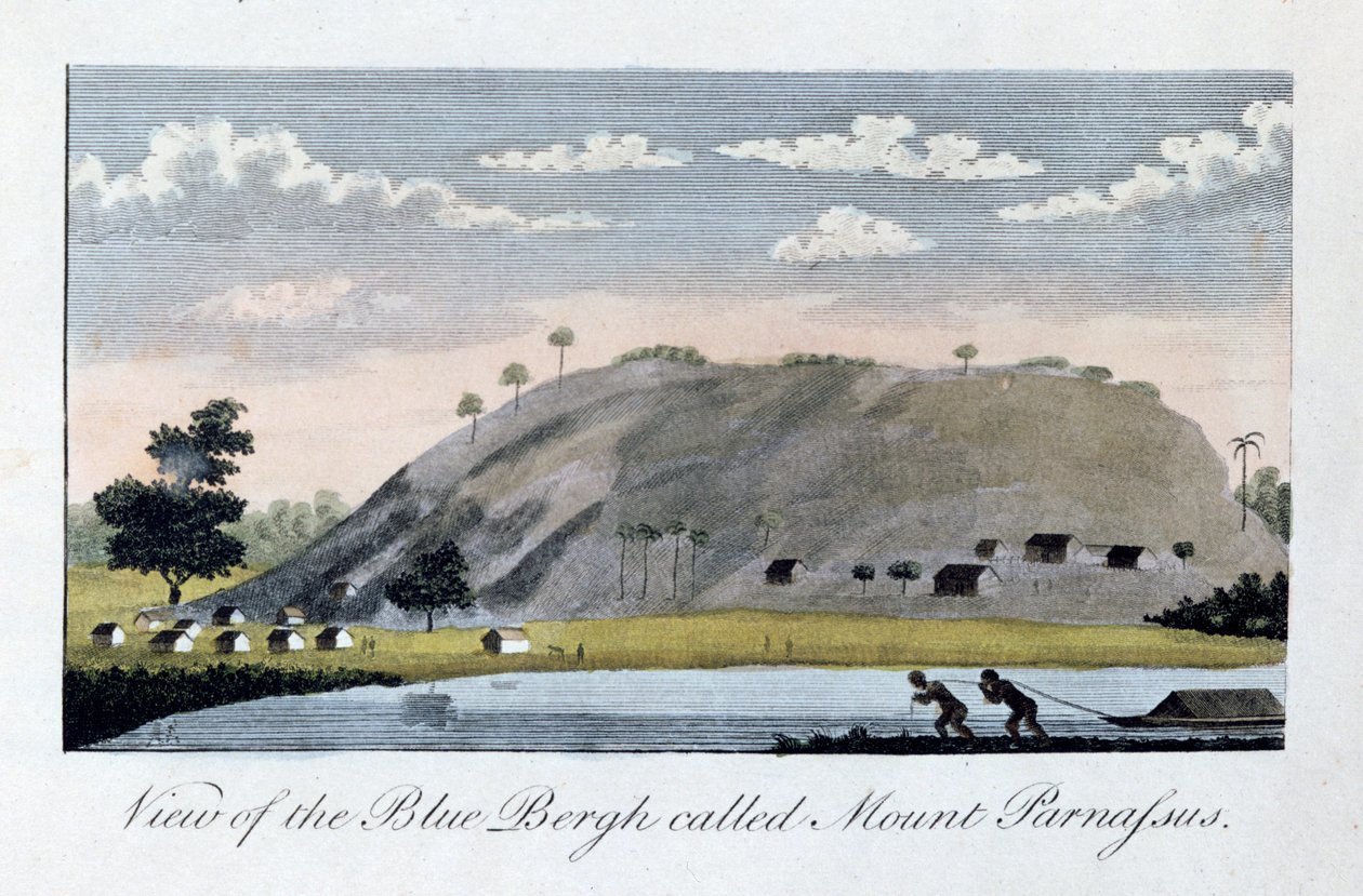 Vista do Bergh azul chamado, Monte Parnaso, 1813 de John Gabriel Stedman