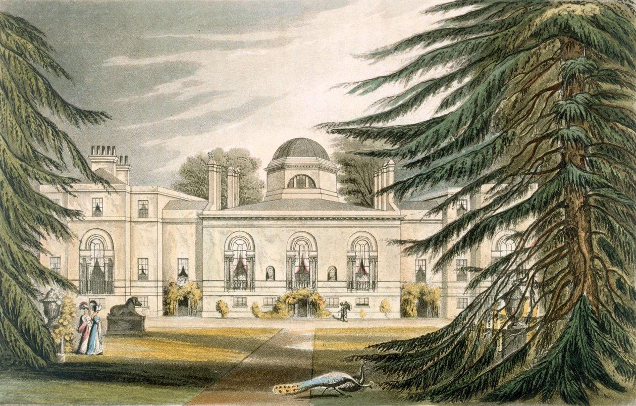 Frente do jardim de Chiswick House (gravura a cores) de John Gendall