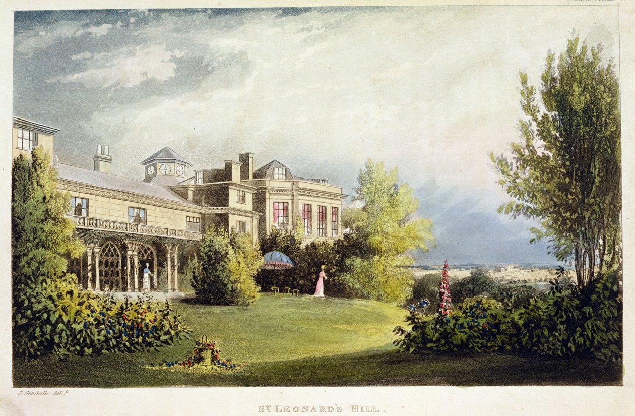 St. Leonard&39;s Hill, do "Repository of Arts" de Ackermann, publicado em 1824 de John Gendall