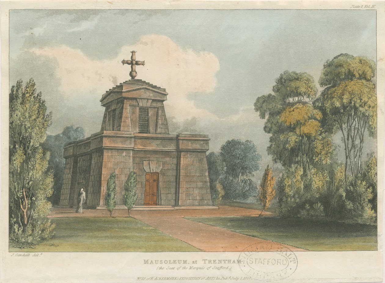 Trentham - O Mausoléu: litografia colorida, sd [c 1824] de John Gendall