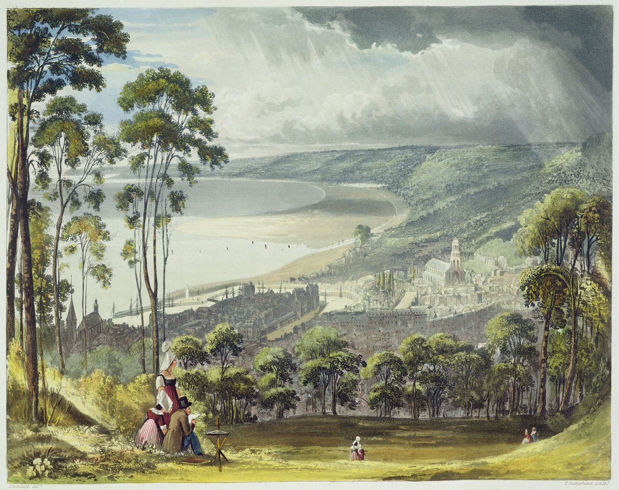 Vista de Honfleur, de &39;Views on the Seine&39;, gravada por Thomas Sutherland (n.1785) publicado por R. Ackermann (1764-1834) 1821 de John Gendall