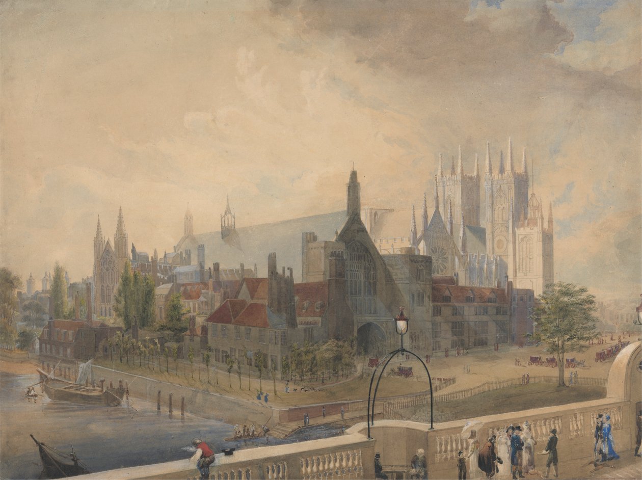 Vista do Westminster Hall e Abbey a partir da ponte de John Gendall