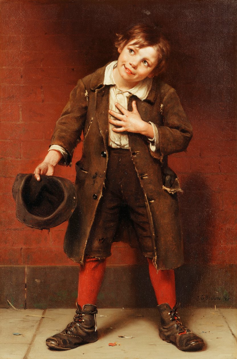 Menino mendigo, c.1885-1887 de John George Brown
