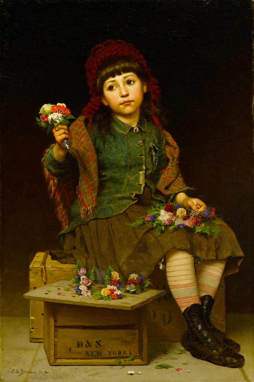 Compre um Posy, c.1881 (óleo sobre tela) de John George Brown