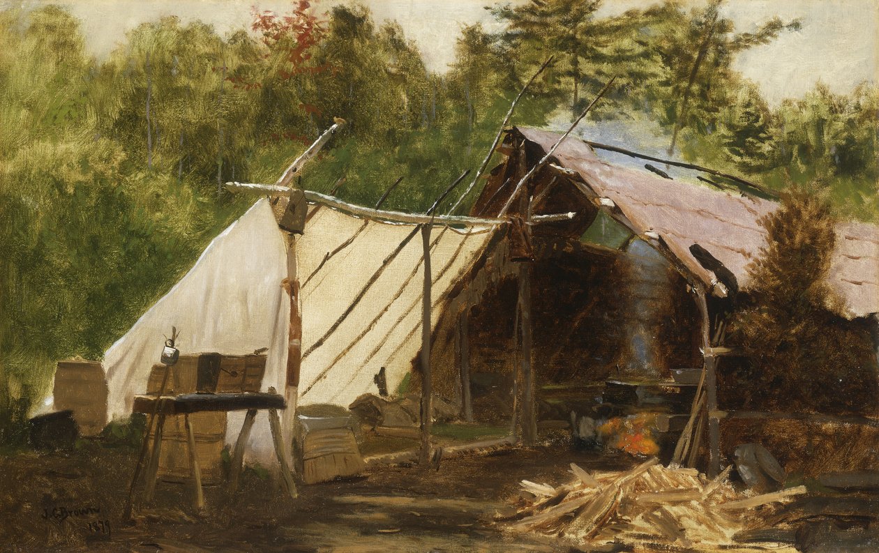 Acampamento no bosque principal, 1879 de John George Brown