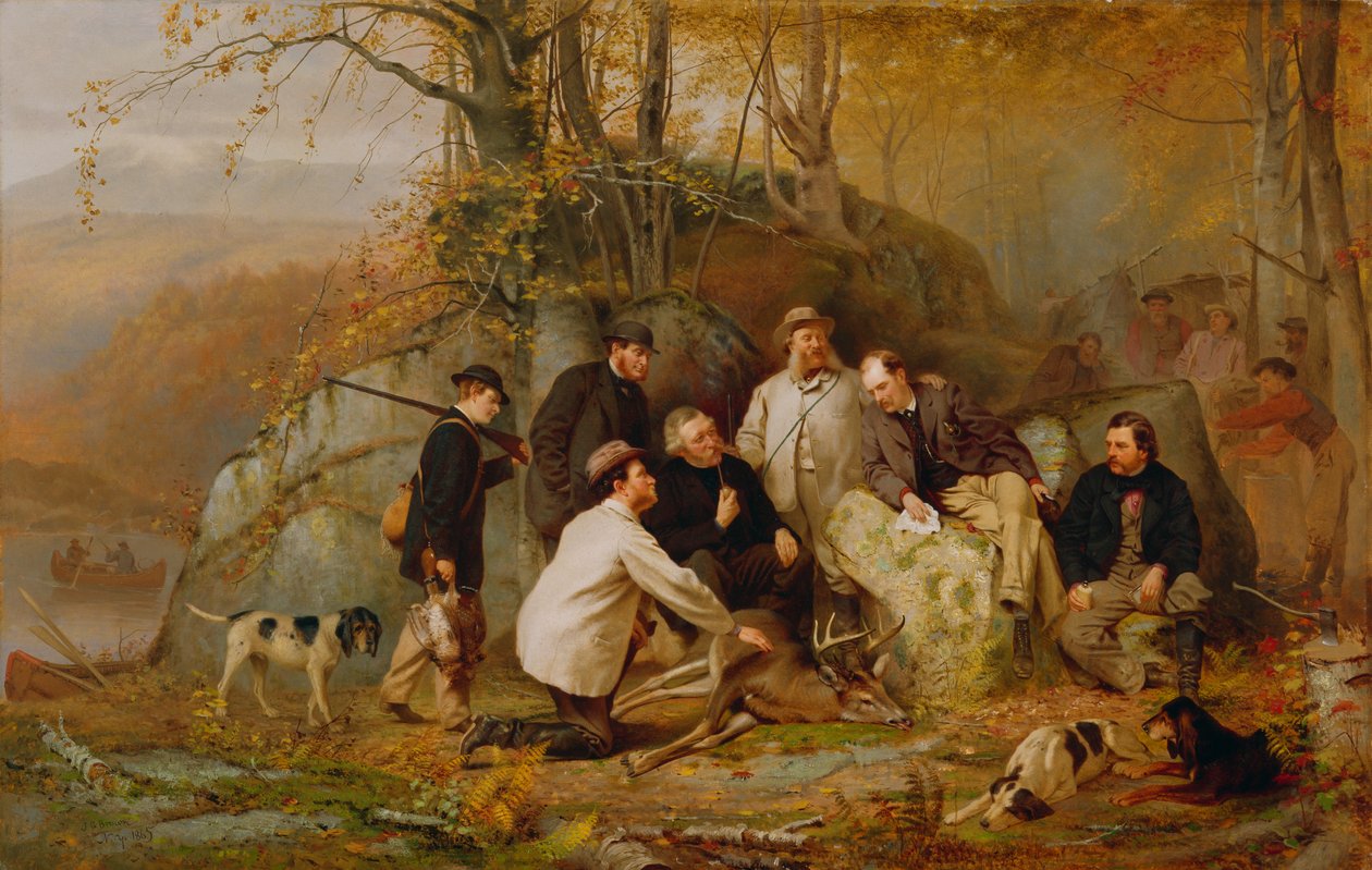 Reivindicando o tiro: após a caça nas Adirondacks, 1865 de John George Brown