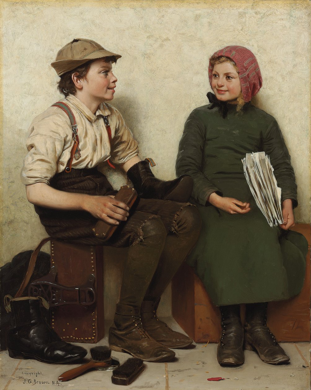 Tete a Tete, c.1888-1890 de John George Brown