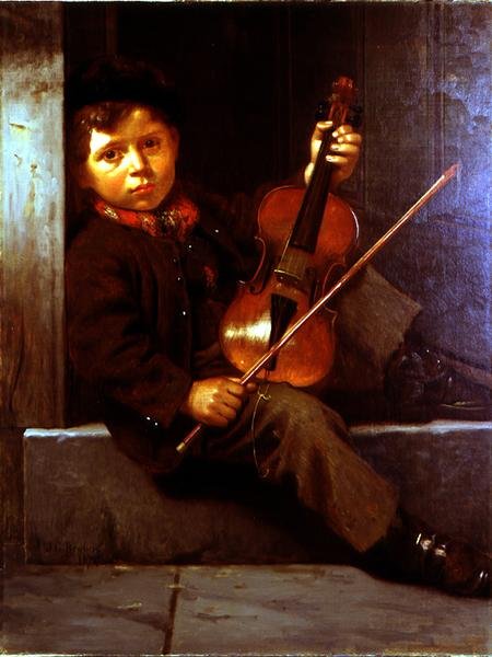 O Menino Violinista (óleo sobre tela) de John George Brown