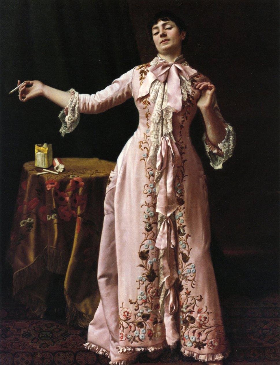 Mulher fumando, 1895 de John George Brown