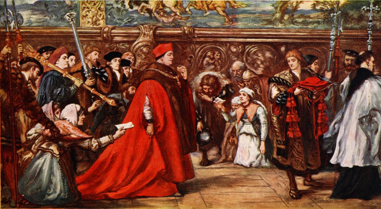Cardeal Wolsey a caminho de Westminster Hall, ilustração de "A História da Nação Britânica" de Hutchinson, c.1923 de John Gilbert