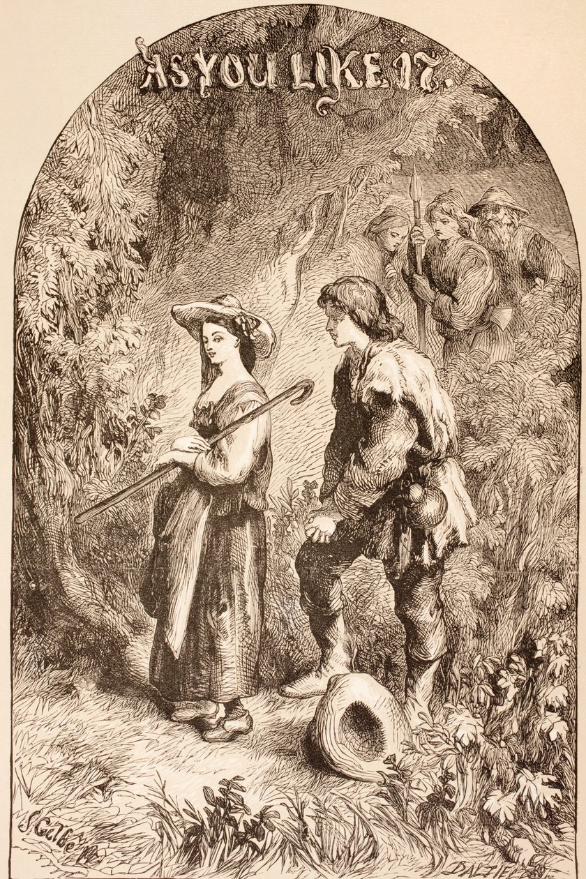 Ilustração para como você gosta d, de "a biblioteca ilustrada Shakespeare", Londres publicada 1890 de John Gilbert