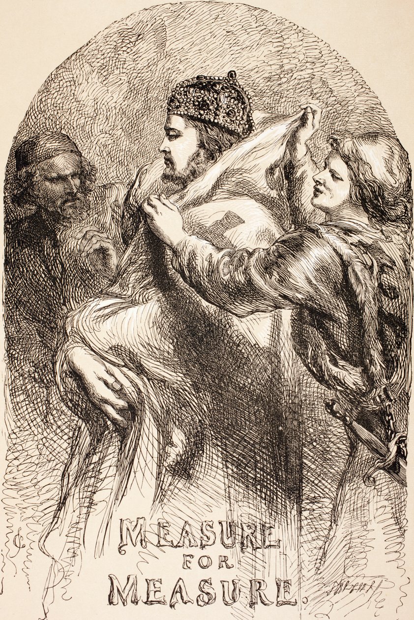 Ilustração para medida por medida, de &39;The Illustrated Library Shakespeare&39;, publicada em Londres, 1890 de John Gilbert