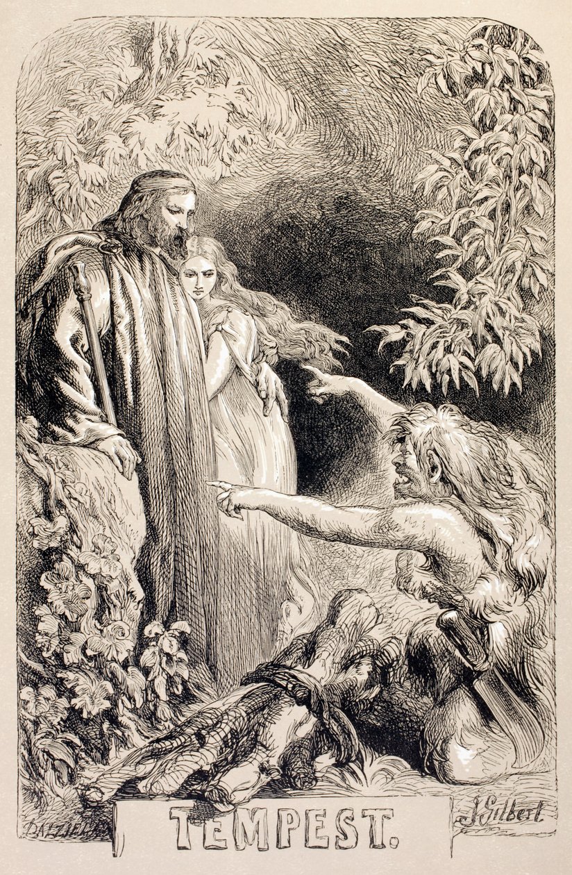 Ilustração para The Tempest, de &39;The Illustrated Library Shakespeare&39;, publicada em Londres, 1890 de John Gilbert