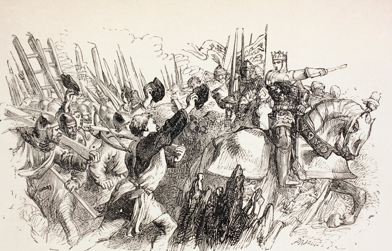 Forças do rei Henrique no cerco de Harfleur, França, 1890 de John Gilbert