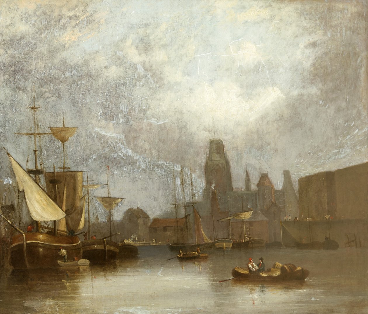 St Mary Redcliffe do porto flutuante (óleo sobre tela) de John Glen Wilson