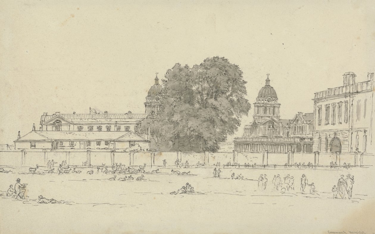 Greenwich Hospital (tinta e lavagem no papel) de John Glover