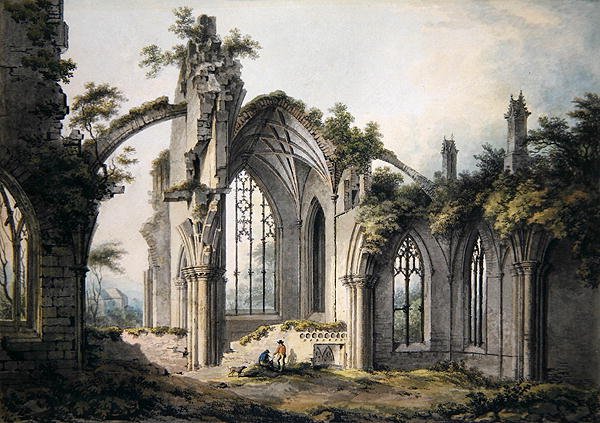Abadia de Melrose (aguarela sobre papel) de John Glover