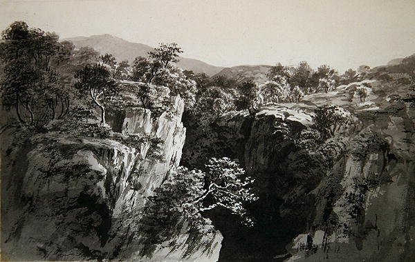 Na Conway, West Penmachno (lavagem de tinta em papel) de John Glover