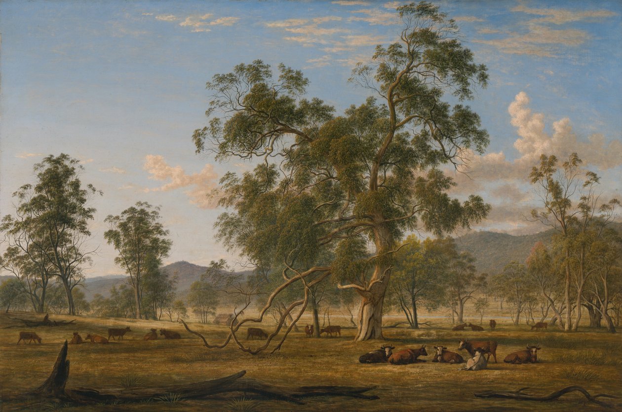 Paisagem de Patterdale com gado de John Glover