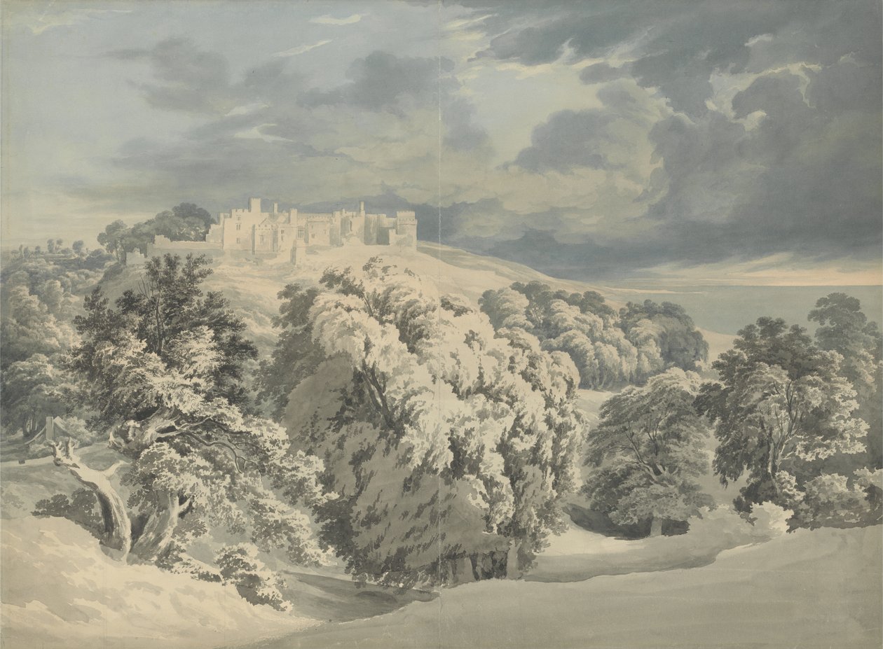 St. Donats Castle, Glamorganshire (wc sobre grafite sobre papel) de John Glover