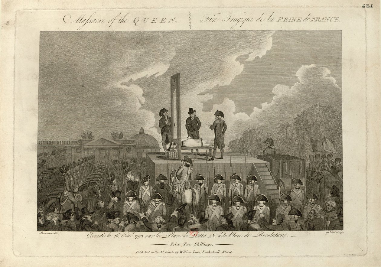 A execução de Maria Antonieta em 16 de outubro de 1793, 1793-1794. de John Goldar