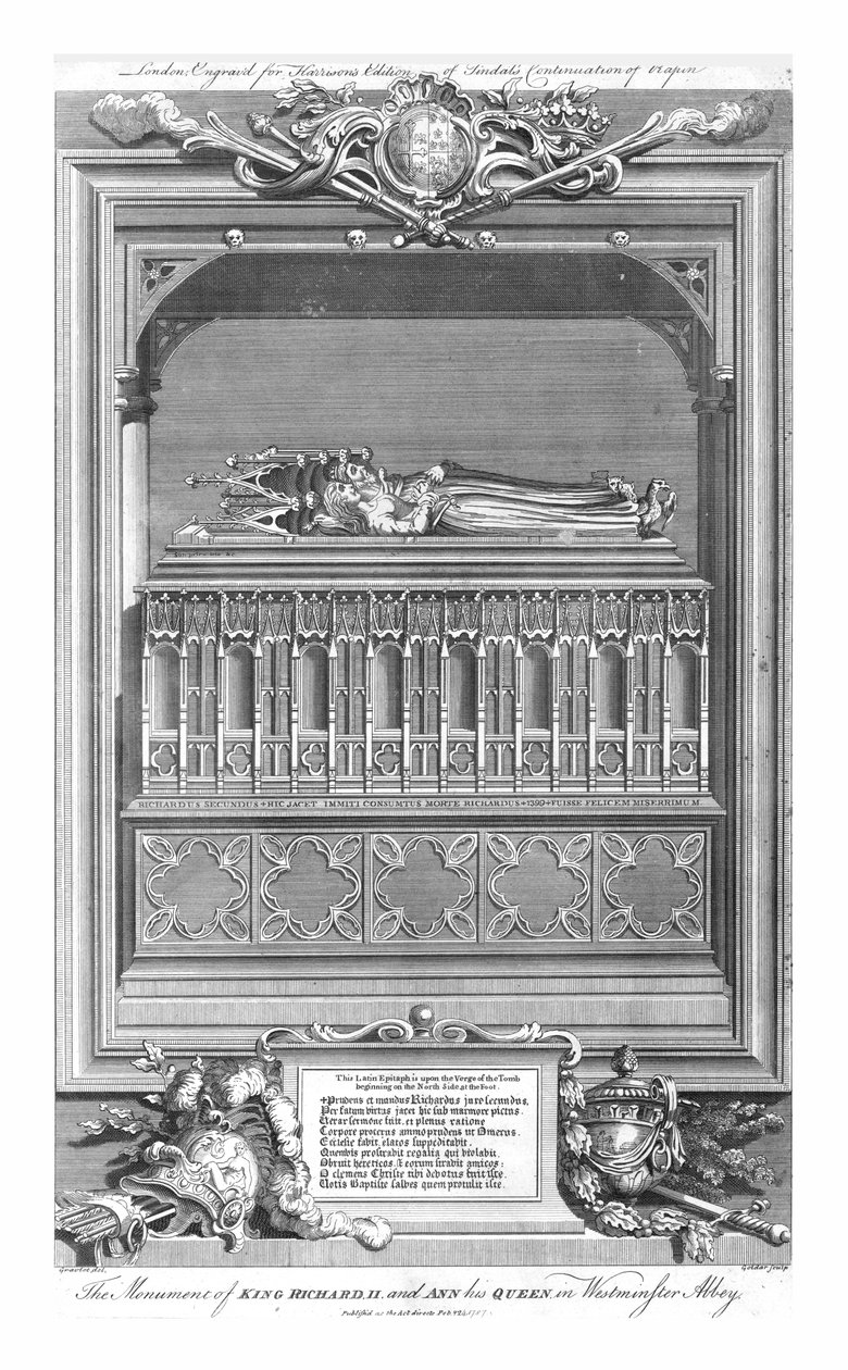 O monumento do rei Ricardo II. e Ann, sua rainha, na Abadia de Westminster, em meados do século XVIII. de John Goldar