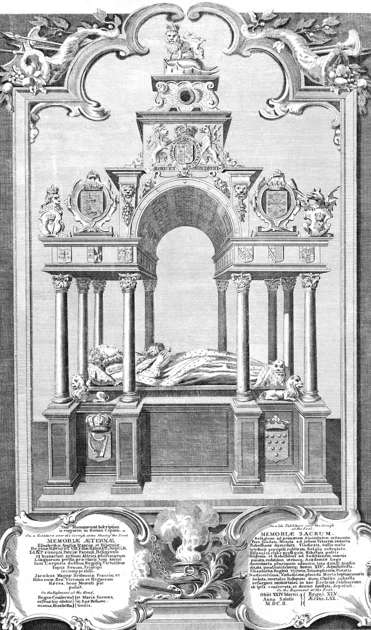 O monumento da rainha Elizabeth na abadia de Westminster, 1786 de John Goldar
