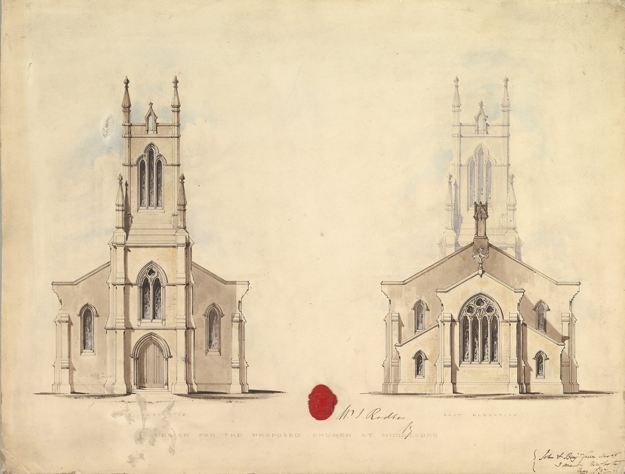 Projeto para a Igreja Proposta em Middlesborough, 1837 de John Greenwood