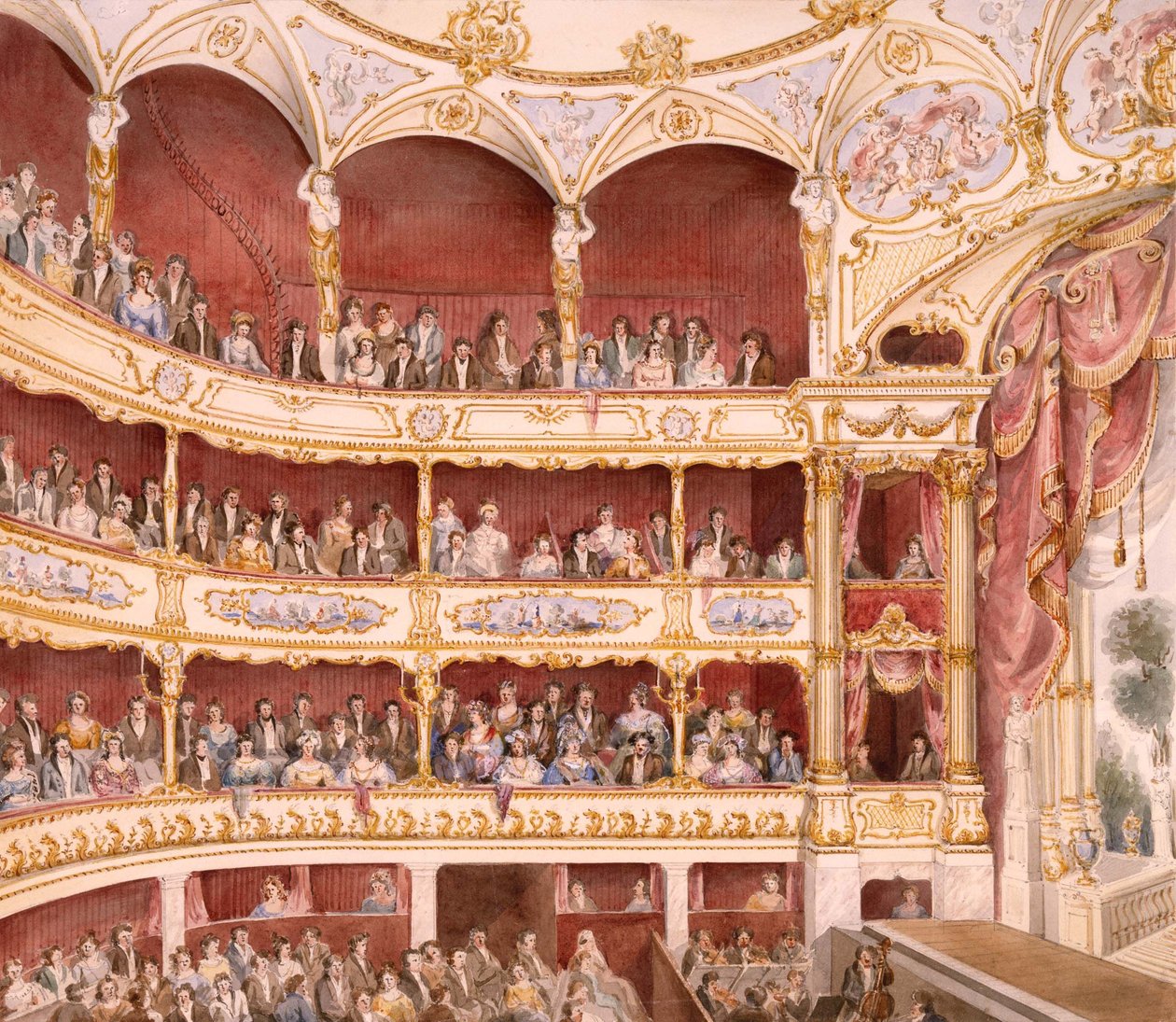 Interior do Teatro St. James, Londres (aguarela) de John Gregory Crace de John Gregory Crace