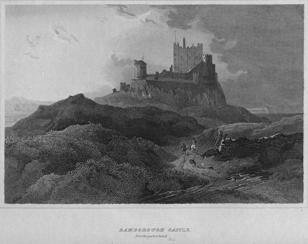 Castelo de Bamborough, Northumberland, 1814 de John Greig
