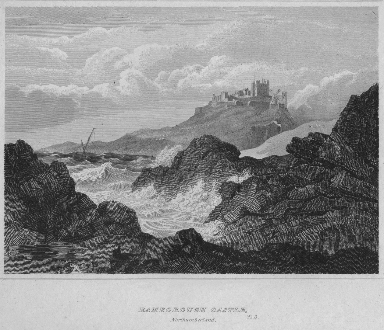 Castelo de Bamburgh, Northumberland, 1814 de John Greig