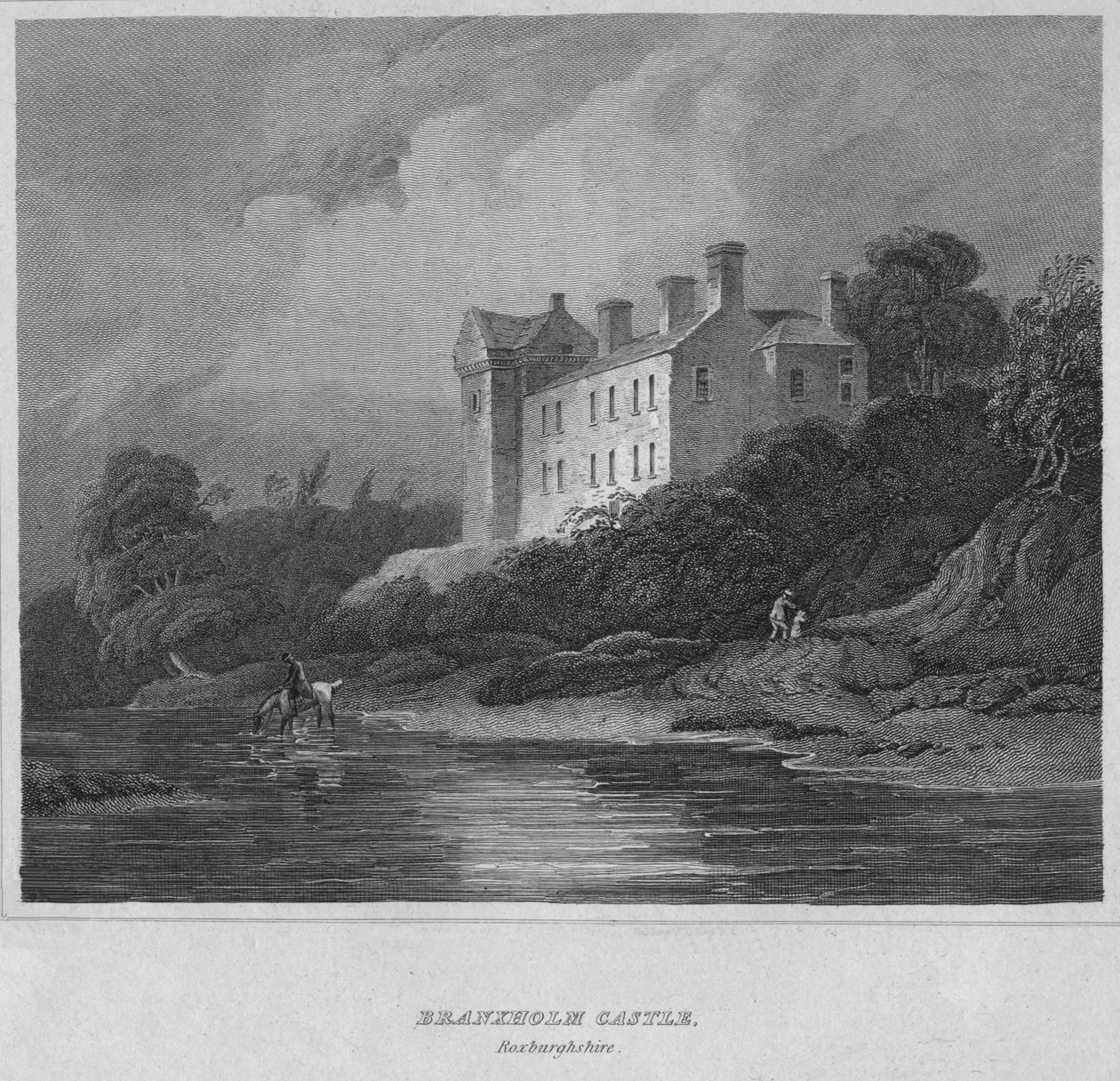 Castelo Branxholm, Roxburghshire, 1814 de John Greig