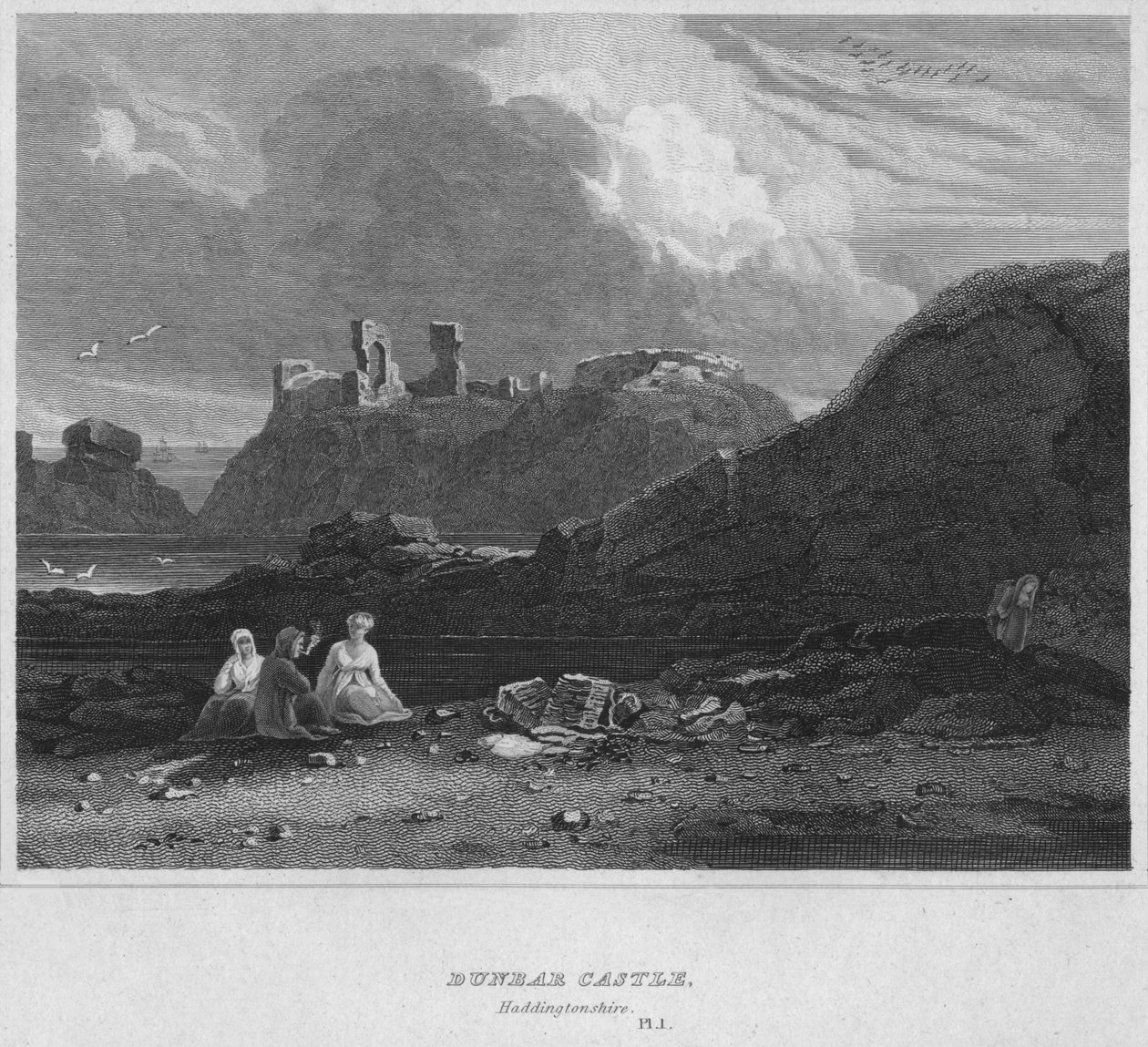 Castelo de Dunbar, Haddingtonshire, 1814 de John Greig