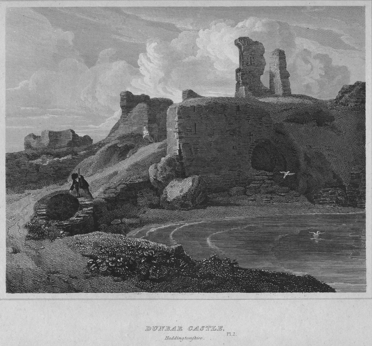 Castelo de Dunbar, Haddingtonshire, 1814 de John Greig