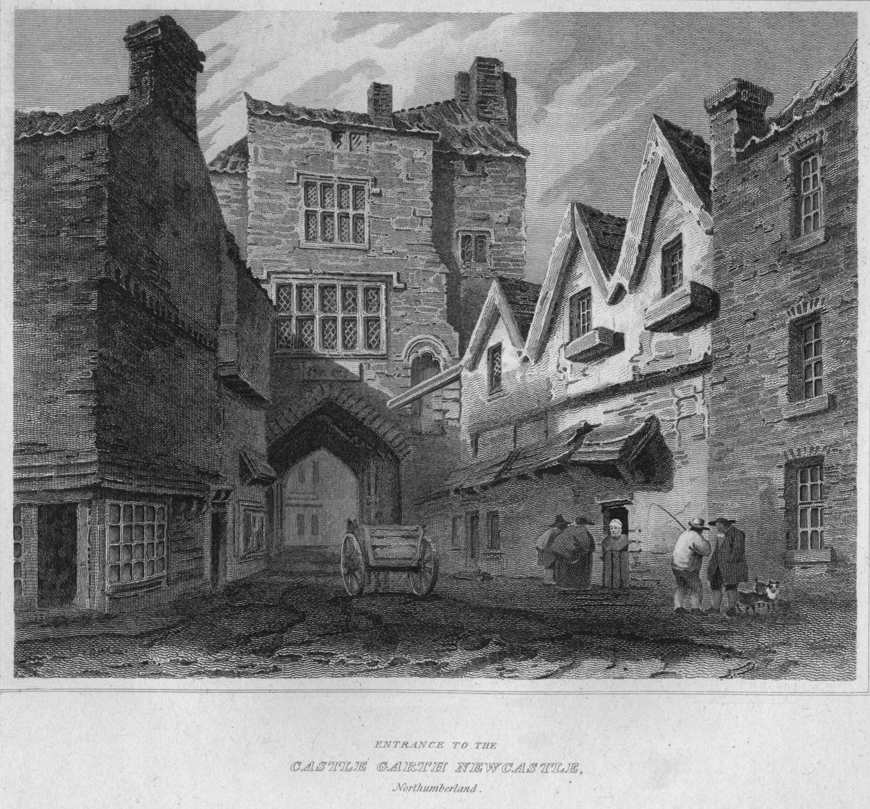 Entrada para o castelo Garth Newcastle, Northumberland, 1814 de John Greig