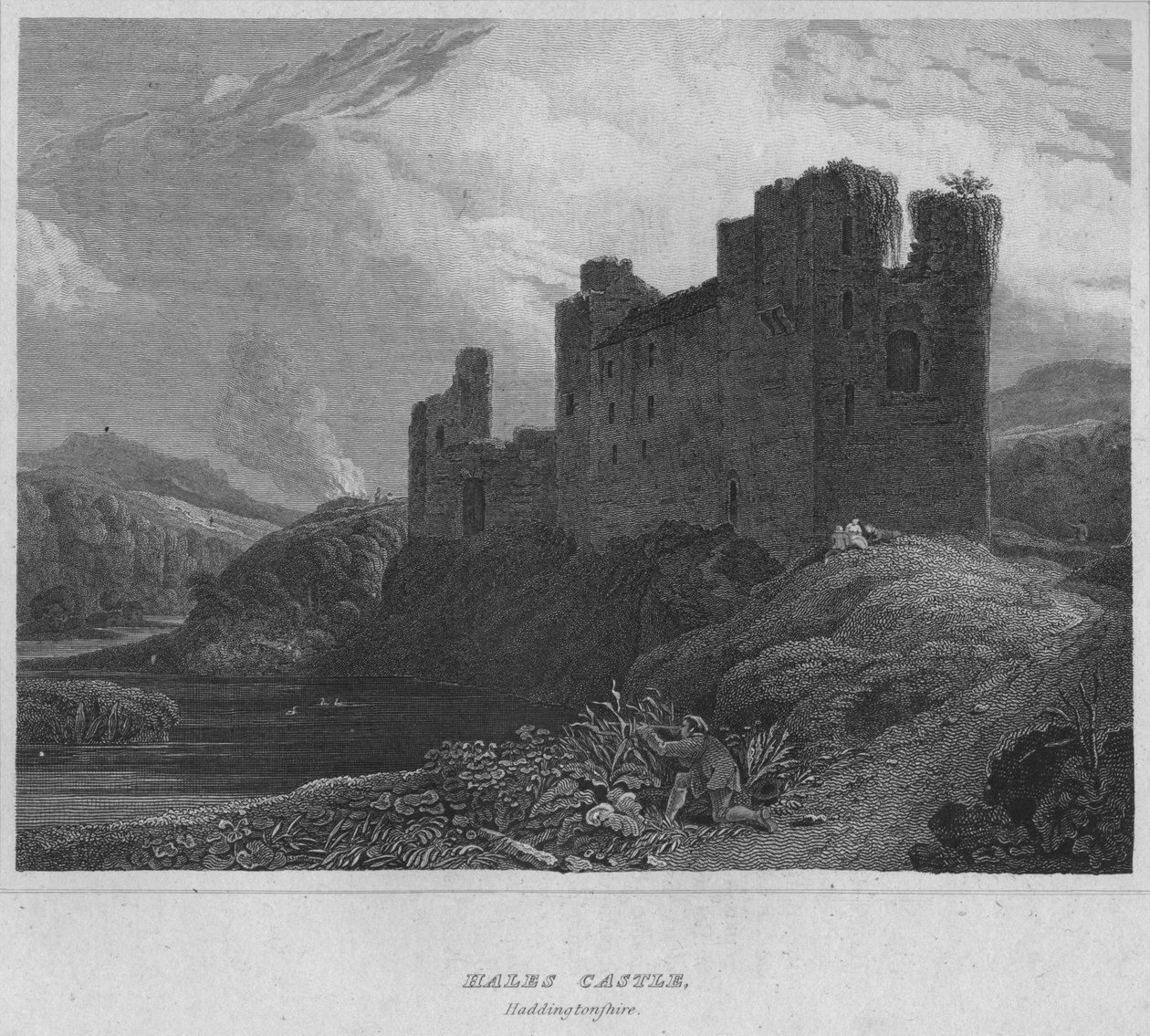 Castelo de Hales, Haddingtonshire, 1814 de John Greig
