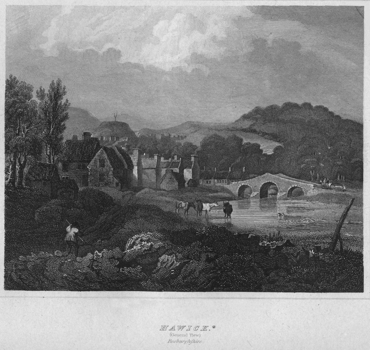 Hawick. Visão geral. Roxburghshire, 1814 de John Greig