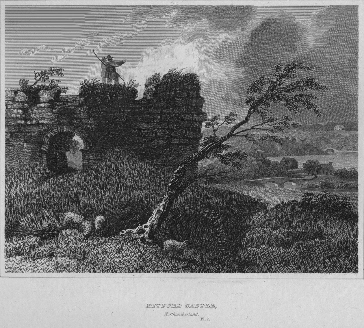 Castelo de Mitford, Northumberland, 1814 de John Greig
