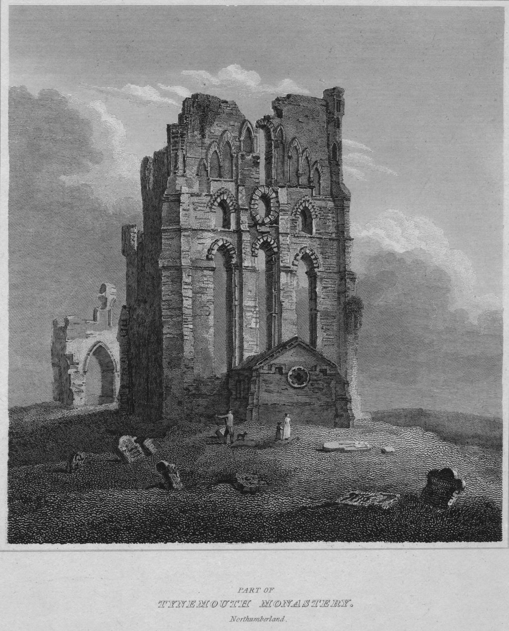 Parte do mosteiro de Tynemouth. Northumberland, 1814 de John Greig