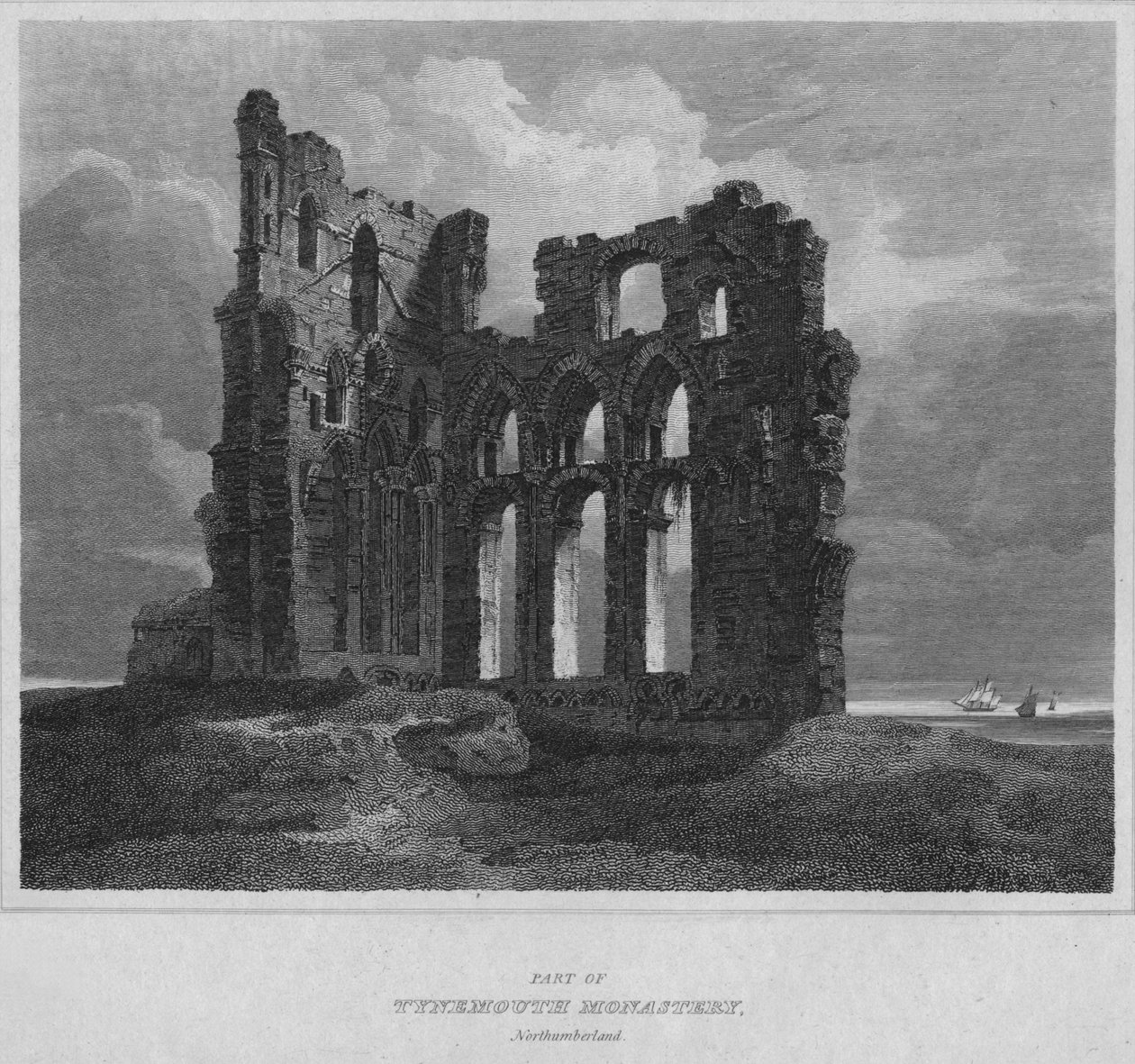 Parte do mosteiro de Tynemouth. Northumberland, 1814 de John Greig