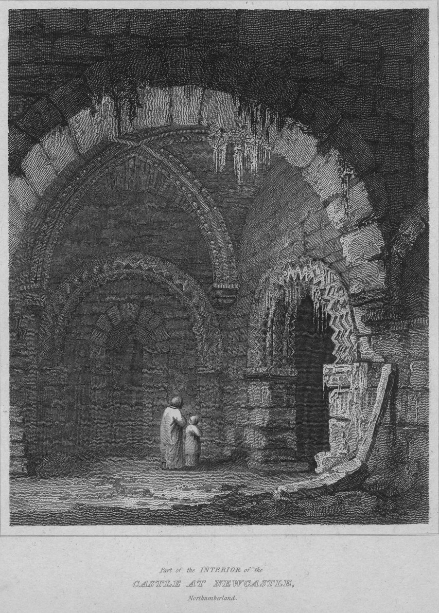 Parte do interior do castelo em Newcastle, Northumberland, 1814 de John Greig