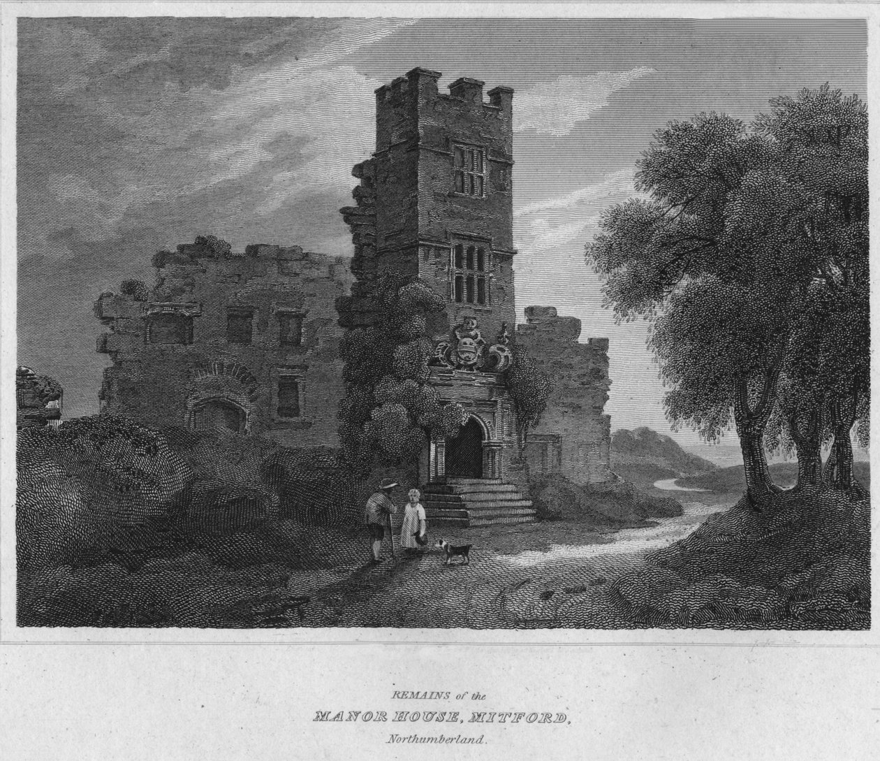 Sobras da casa norte, Mitford, Northumberland., 1814 de John Greig