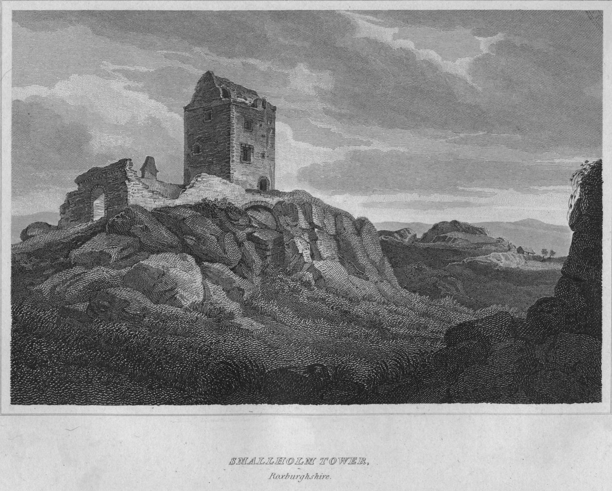 Torre de Smallholm, Roxburghshire, 1814 de John Greig