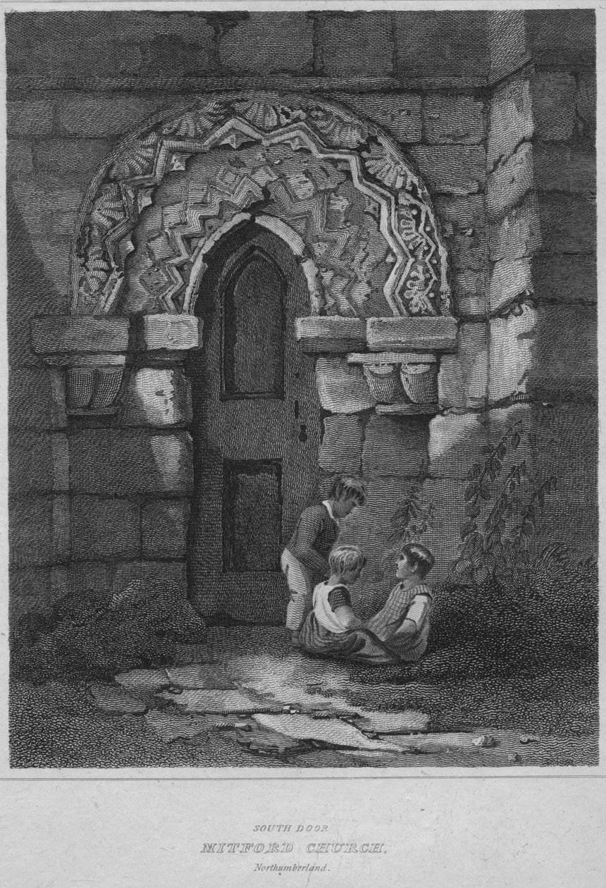 Porta sul - igreja de Mitford, Northumberland, 1814 de John Greig
